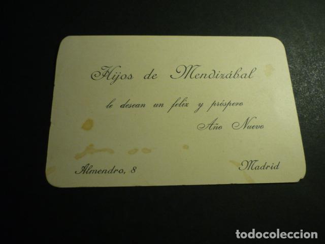 Postais: MADRID HIJOS DE MENDIZABAL FELICITACION A&Ntilde;O NUEVO TARJETA PUBLICITARIA