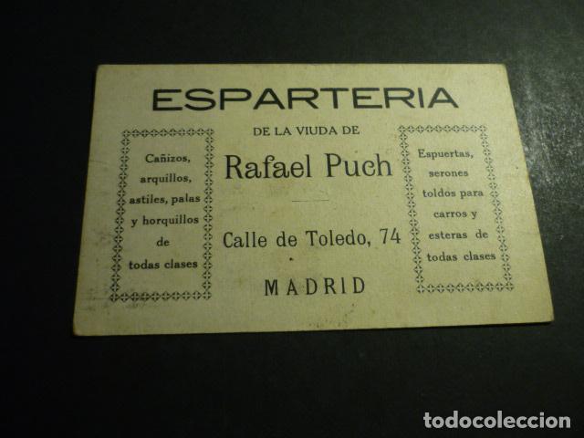 Postales: MADRID ESPARTERIA DE LA VIUDA DE RAFAEL PUCH CALLE DE TOLEDO 74 TARJETA PUBLICITARIA
