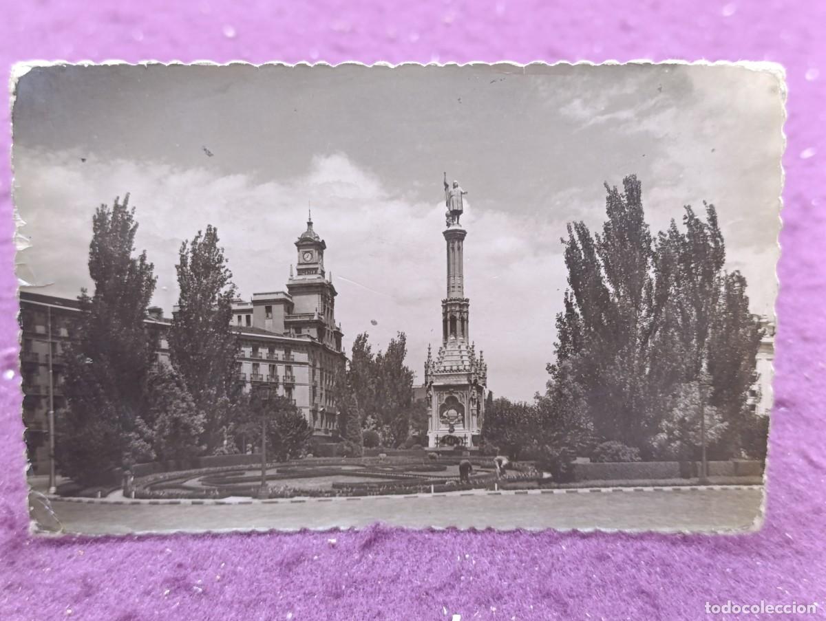 Postales: Antigua Postal en b/n, Madrid, Monumento a Crist&oacute;bal Col&oacute;n, Garc&iacute;a Garrabella
