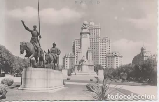 Postales: MADRID SIN ESCRIBIR PLAZA DE ESPA&Ntilde;A MONUMENTO DON QUIJOTE
