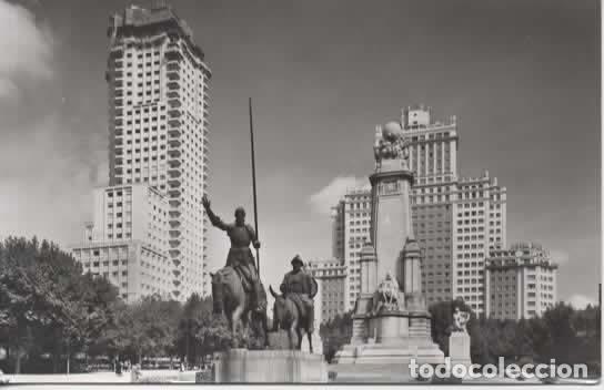 Postales: MADRID SIN ESCRIBIR PLAZA DE ESPA&Ntilde;A MONUMENTO DON QUIJOTE