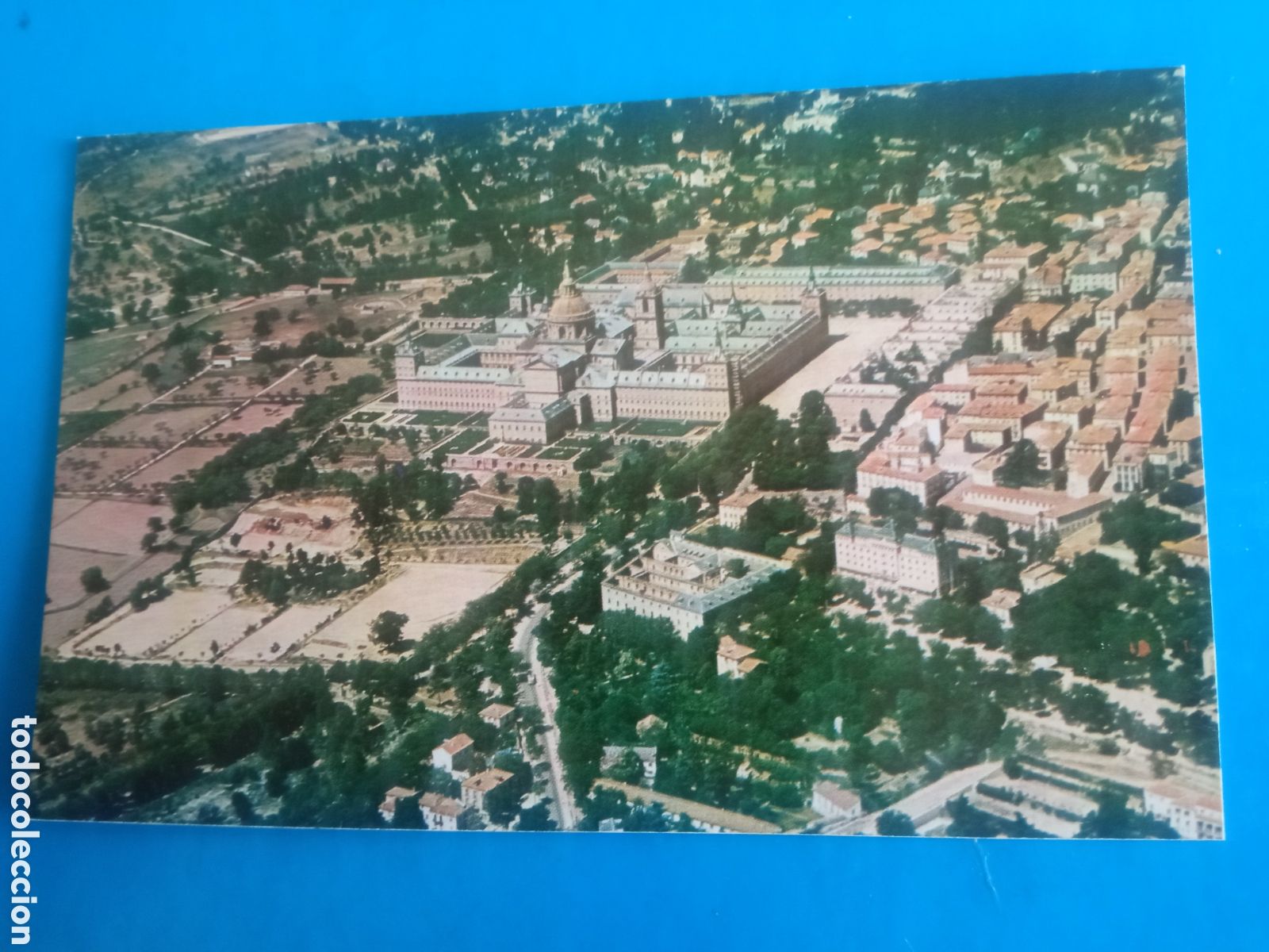 Postales: Antigua postal Iberia, Vista aerea, El Escorial