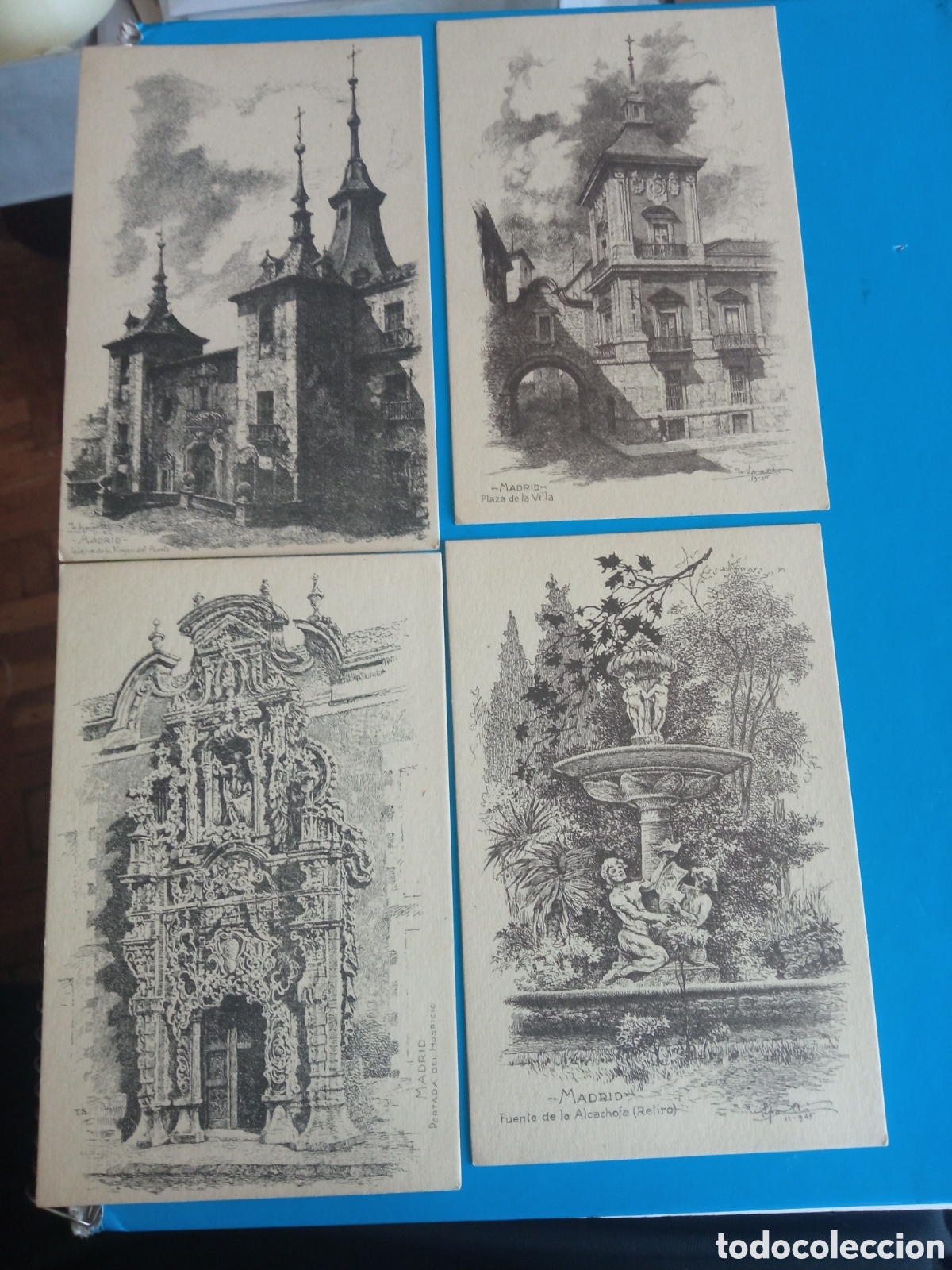 Postales: 4 antiguas postales de Madrid, Colecci&oacute;n Espa&ntilde;a Art&iacute;stica