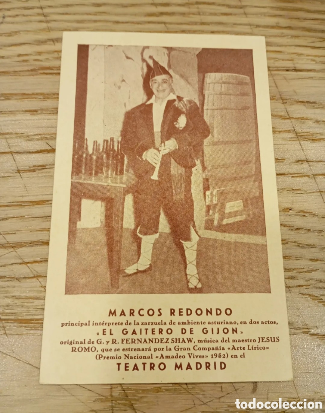Postales: MARCOS REDONDO - EL GAITERO DE GIJ&Oacute;N - TEATRO MADRID - GR&Aacute;FICAS CINEMA 2000