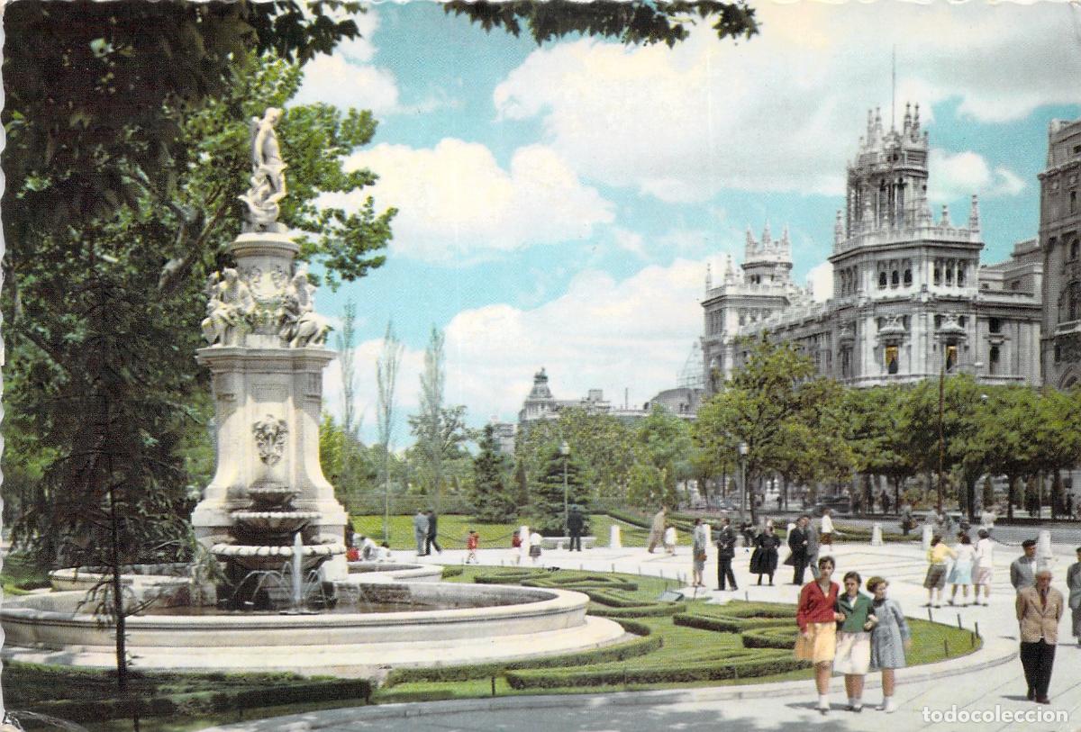 Postales: Postal Madrid Sal&oacute;n del Prado y Palacio de Comunicaciones