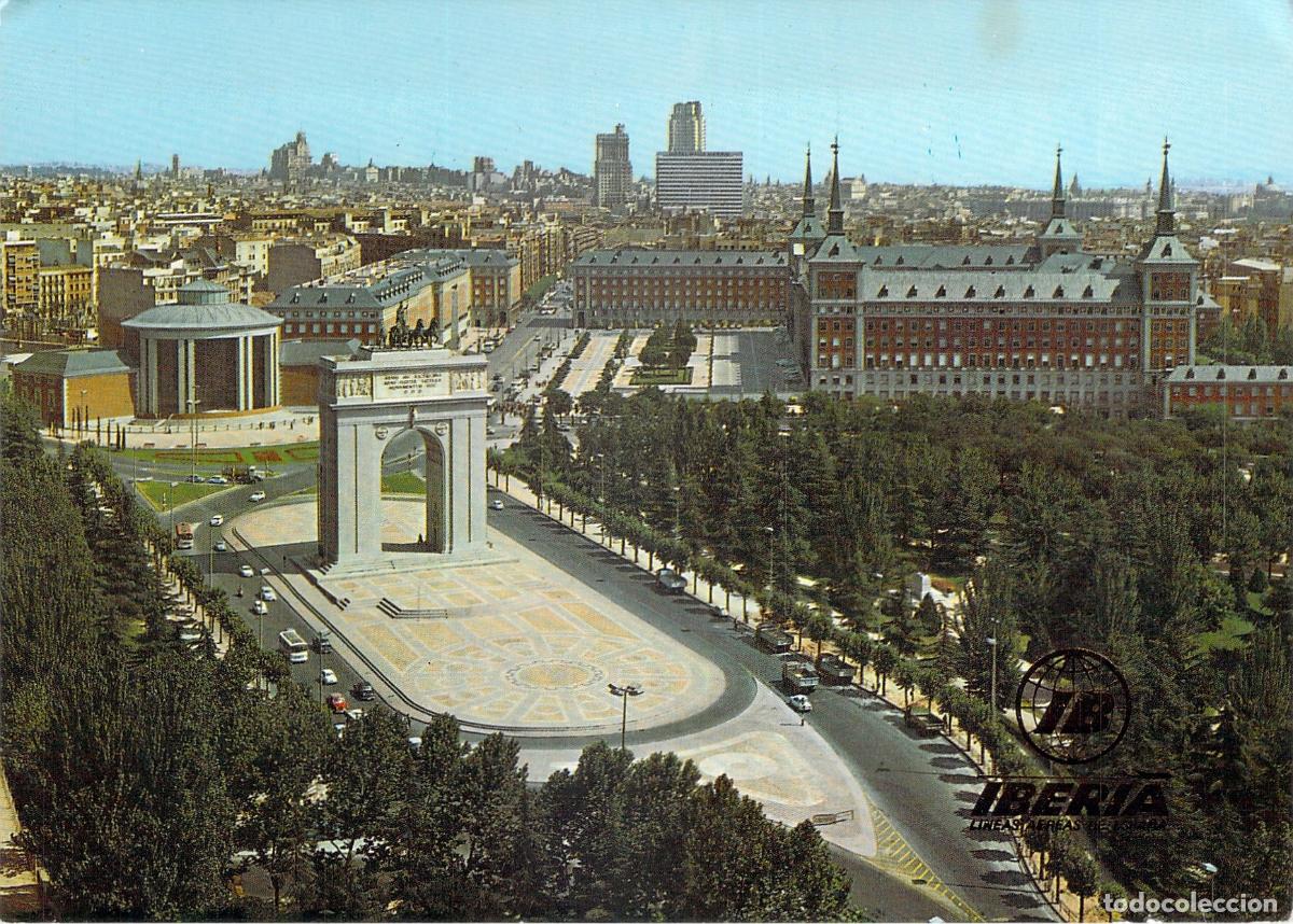 Postales: Postal Madrid Arco del Triunfo Vista A&eacute;rea Publicidad Iberia