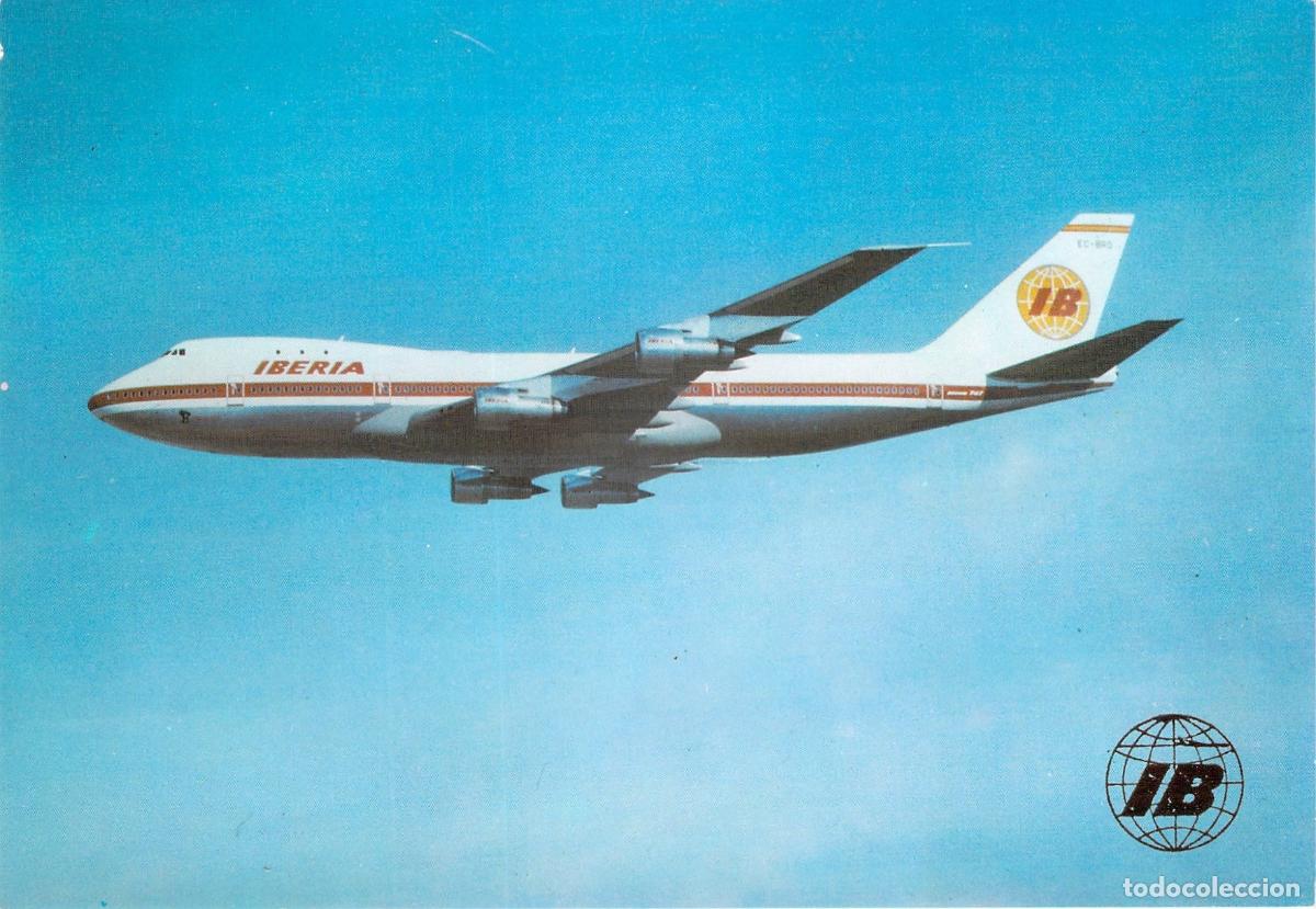 Postales: Postal de Avi&oacute;n Boeing 747 de la Aerol&iacute;nea Iberia