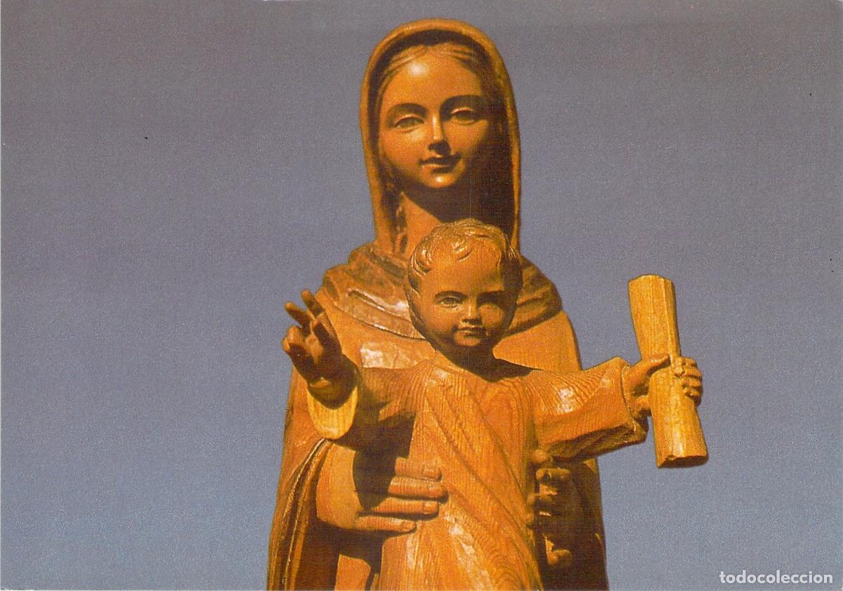 Postales: Postal religiosa con imagen de la Virgen y el Ni&ntilde;o Jes&uacute;s