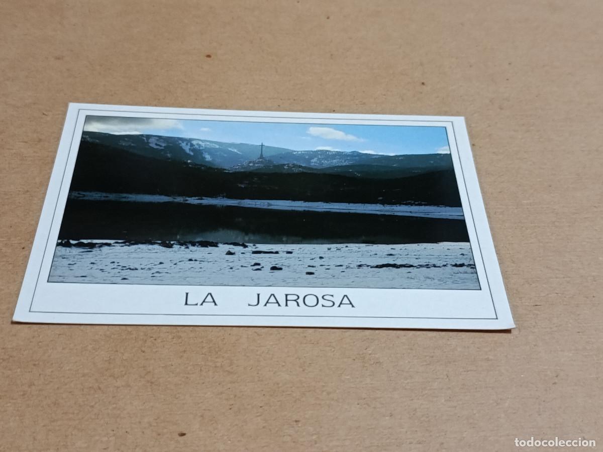 Postales: COMUNIDAD DE MADRID - POSTAL LA JAROSA - EMBALSE - PAISAJE NEVADO -AL FONDO CRUZ VALLE DE LOS CA&Iacute;DOS