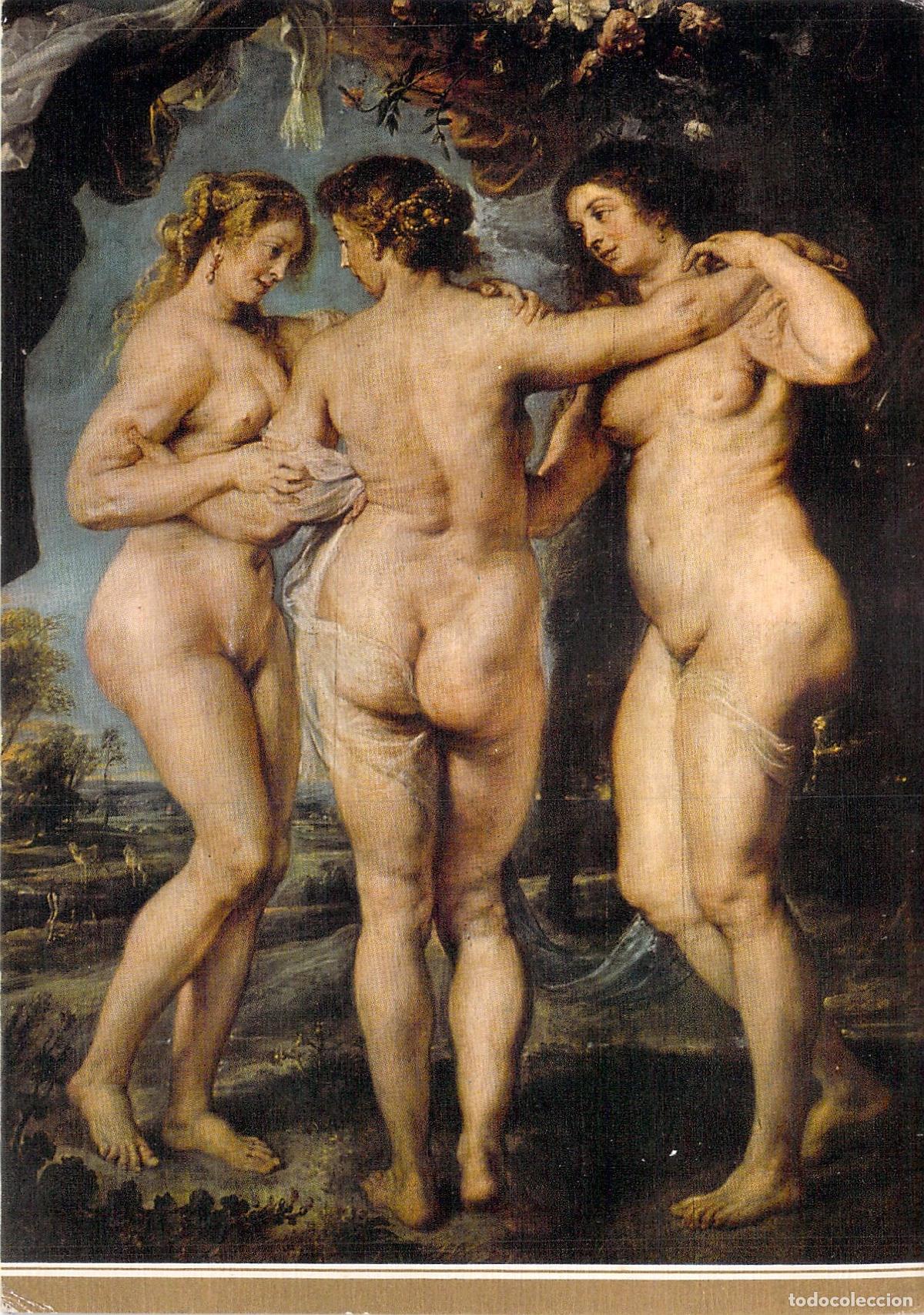 Postales: Postal de la pintura Las Tres Gracias de Rubens en el Museo del Prado