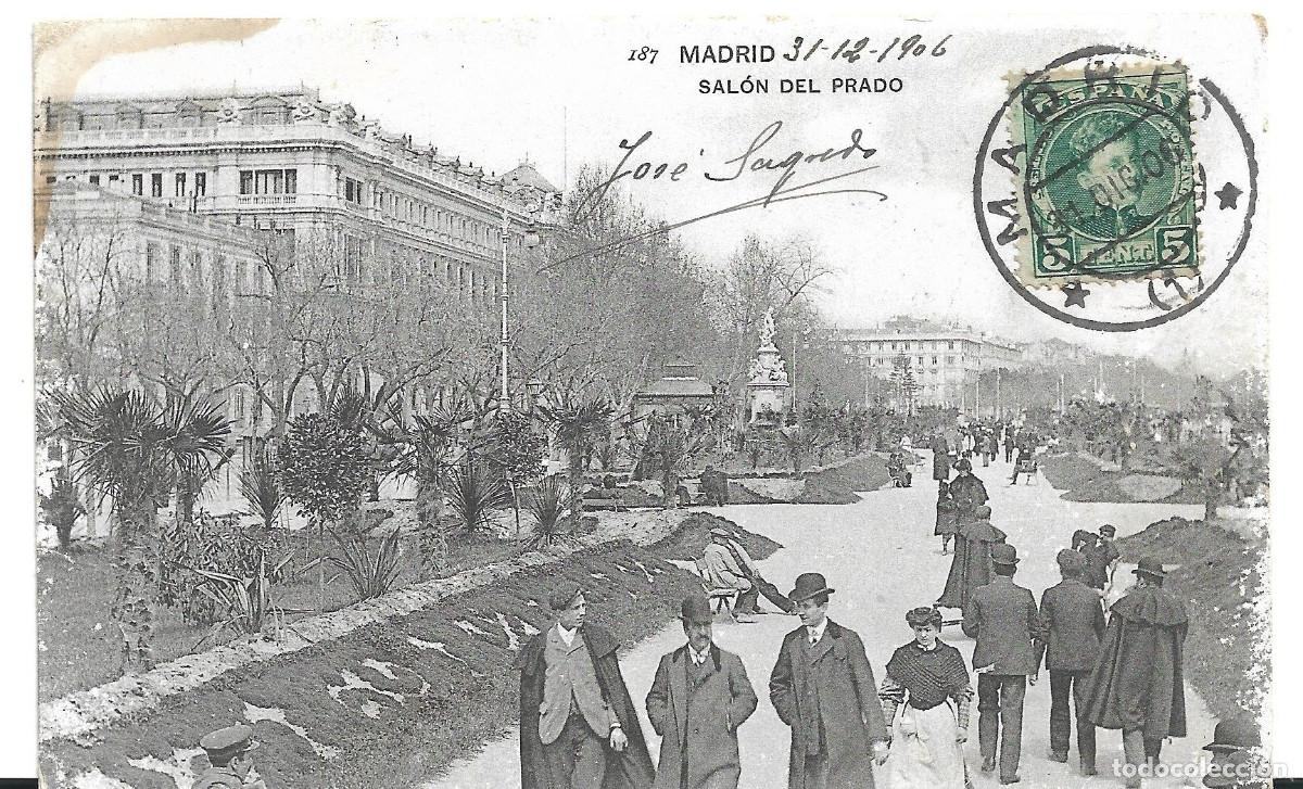 Postales: MADRID - SALON DEL PRADO - POSTAL ESCRITA Y CIRCULADA EN 1906. N&Uacute;M. 187.