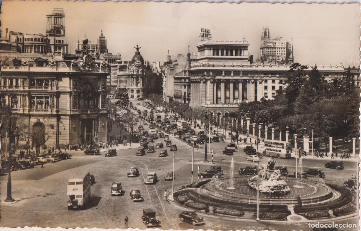 Postales: MADRID, CALLE DE ALCAL&Aacute; DESDE CIBELES - HELIOTIPIA ART&Iacute;STICA ESPA&Ntilde;OLA - ESCRITA 1954