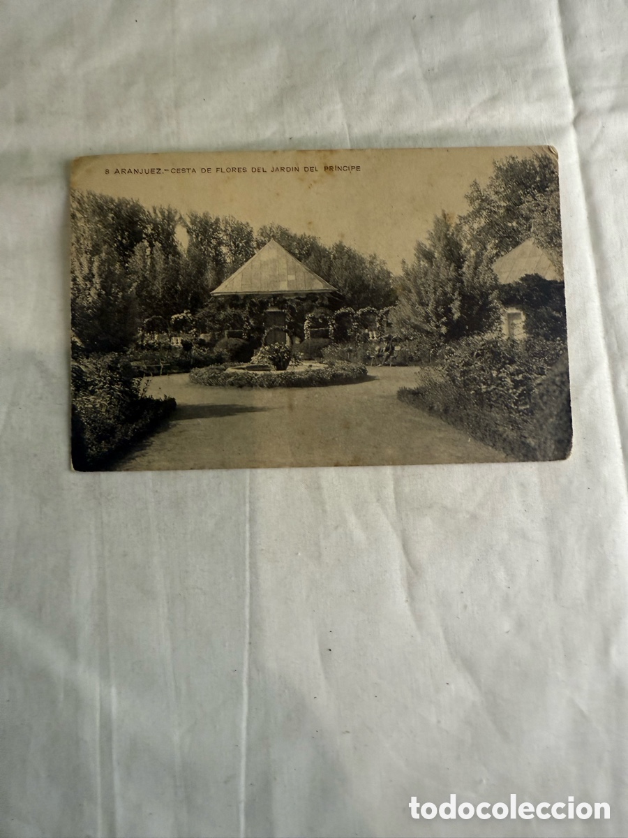 Postales: Postal Aranjuez Jard&iacute;n del Pr&iacute;ncipe Cesta de Flores Blanco y negro Original 1909