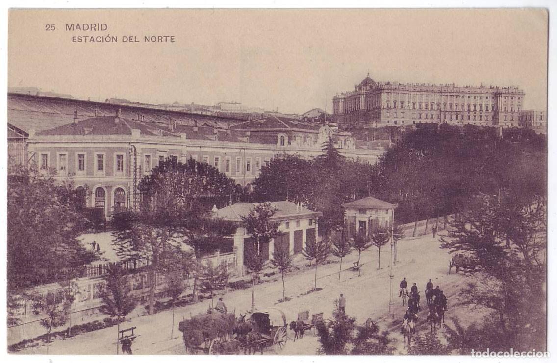 Postales: Madrid: Estaci&oacute;n del Norte. No consta editor. Circulada (A&ntilde;os 10)