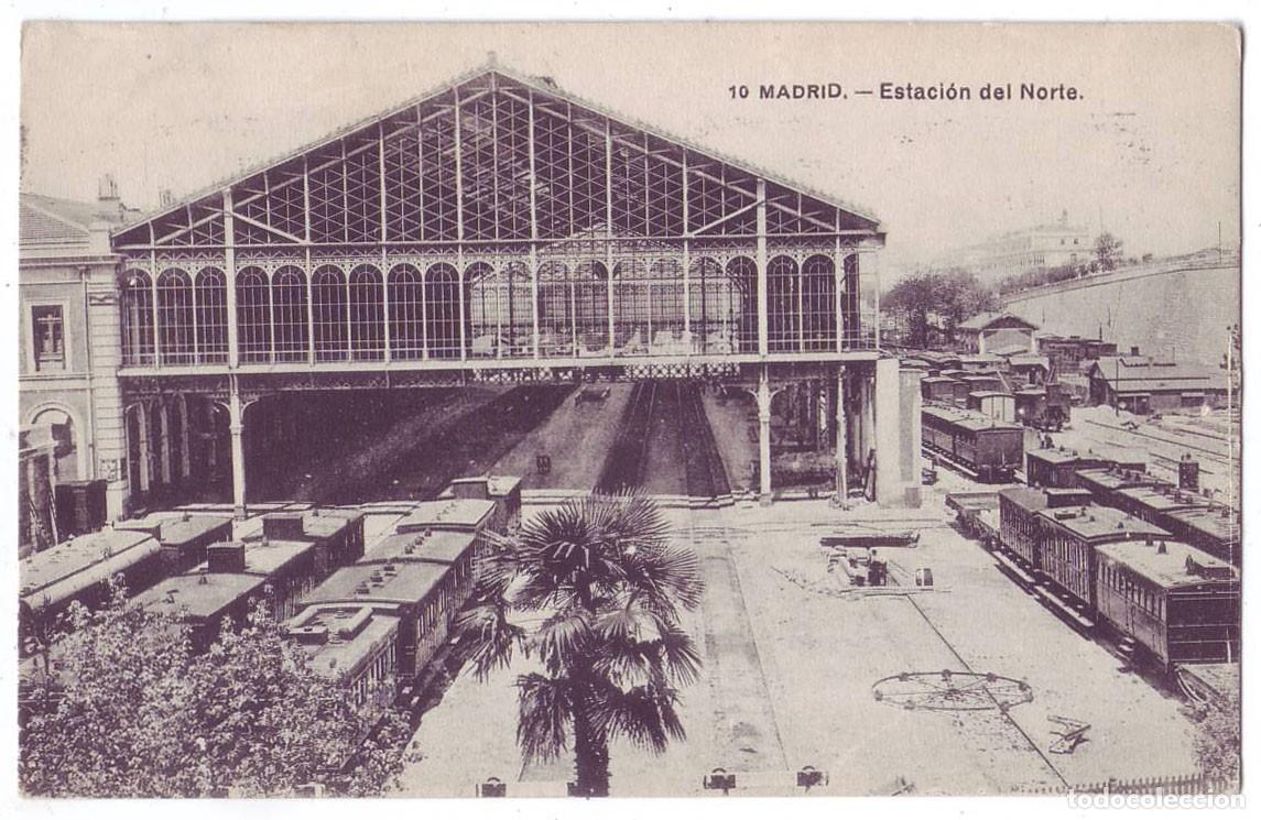 Postales: Madrid: Estaci&oacute;n del Norte. No consta editor. Circulada (A&ntilde;os 10)