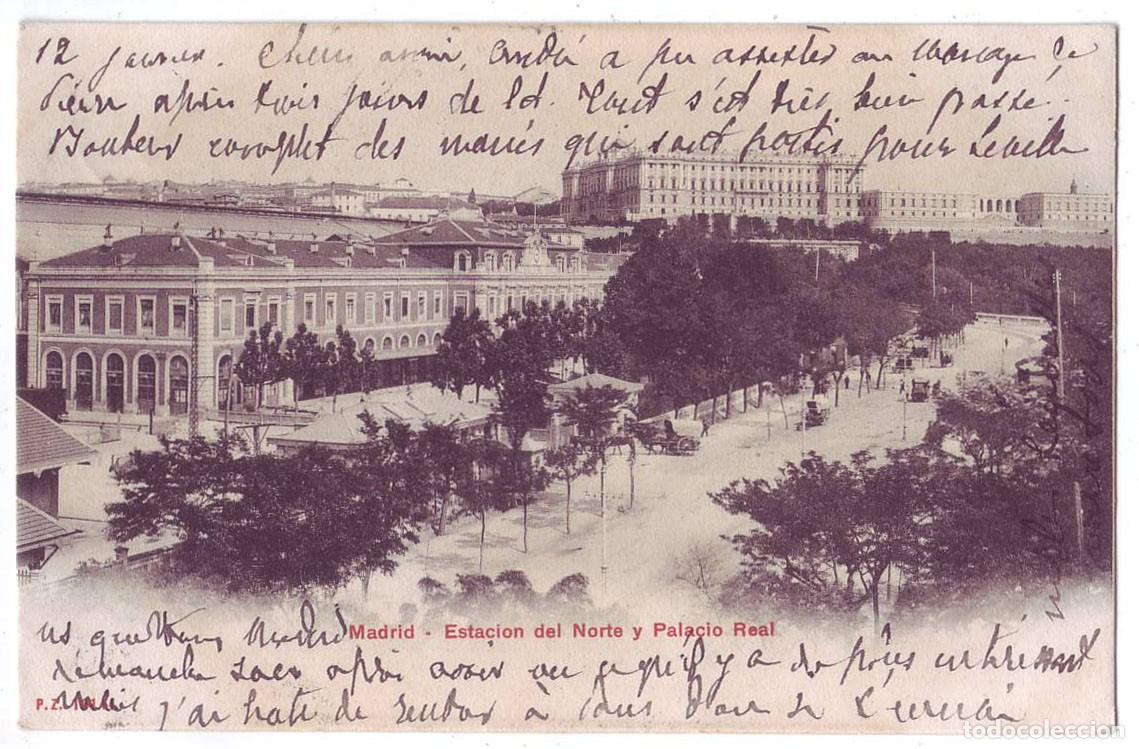 Postales: Madrid: Estaci&oacute;n del Norte y Palacio Real. P.Z. Sin dividir. Circulada (Anterior a 1905)