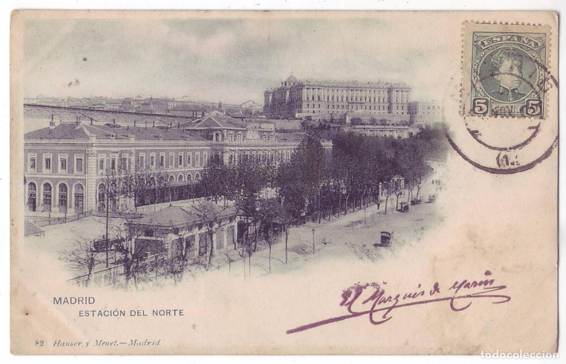 Postales: Madrid: Estaci&oacute;n del Norte. Hauser y Menet. Sin dividir. Sociedades Cart&oacute;filas (Anterior a 1905)