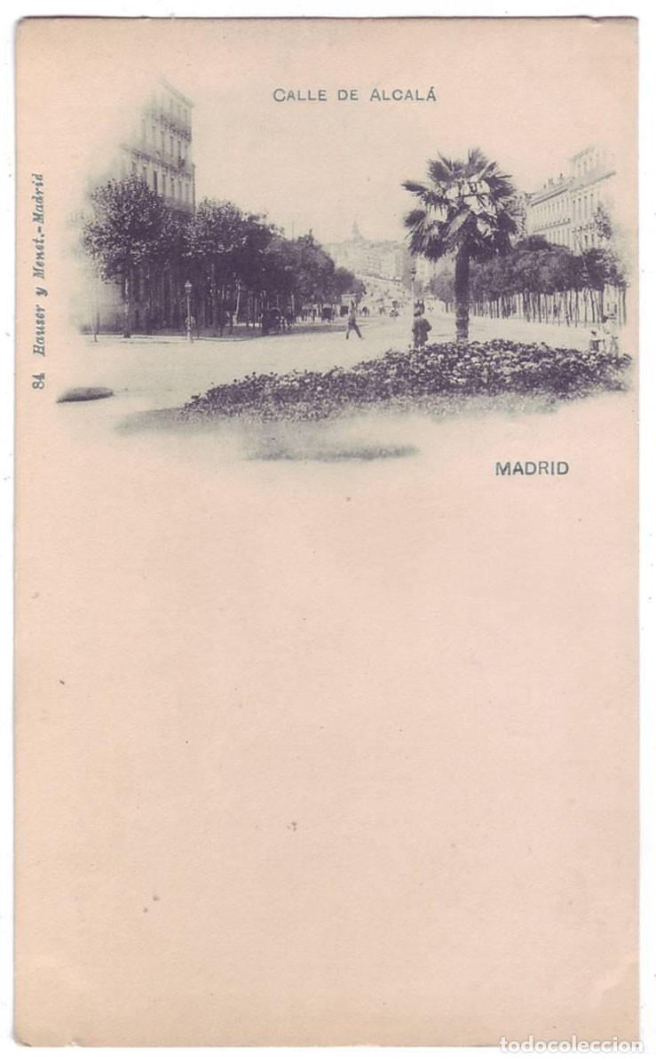 Postales: Madrid: Calle de Alcal&aacute;. Hauser y Menet. Sin dividir. Escudo negro. No circulada (c.1898)