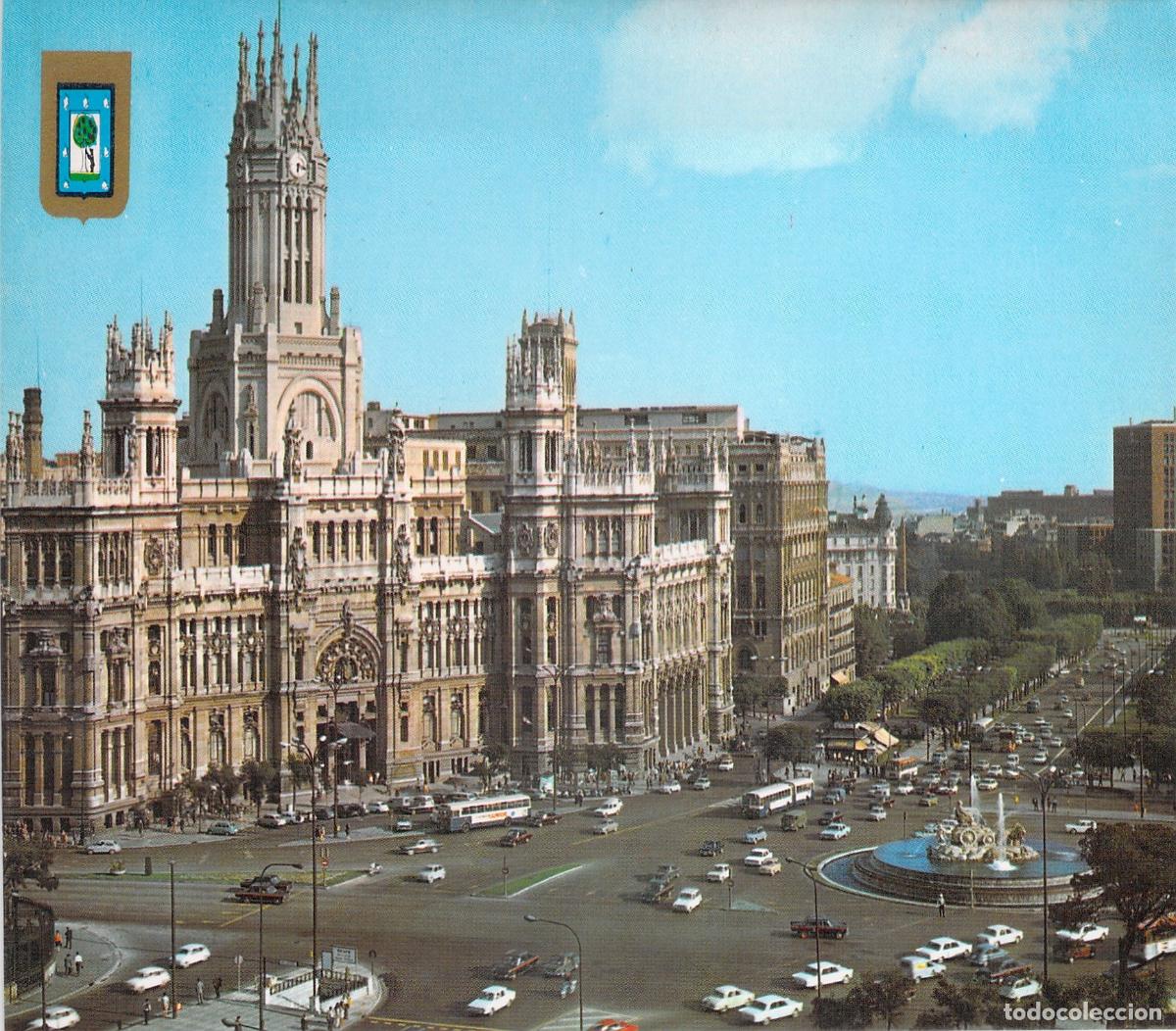 Postales: Postal de Madrid Palacio de Comunicaciones y Fuente de Cibeles