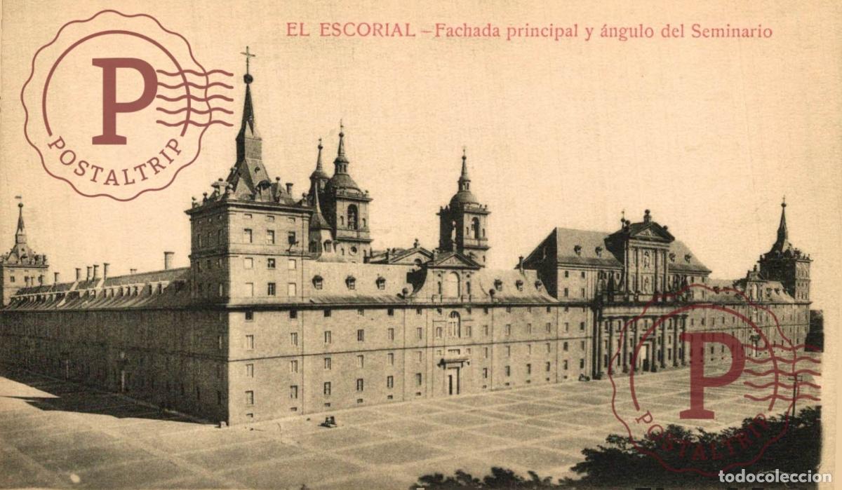 Postales: MADRID. El Escorial - Fachada Principal Y &Aacute;ngulo Del Seminario