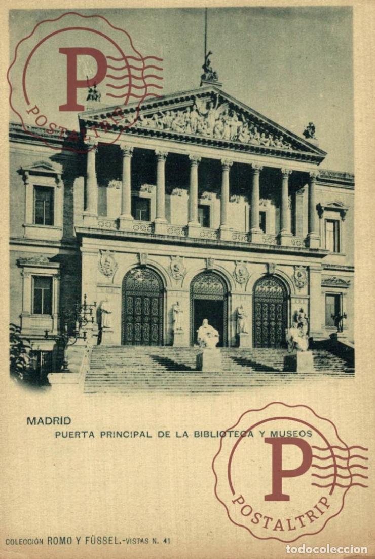 Postales: MADRID. Puerta Principal De La Biblioteca Y Museos