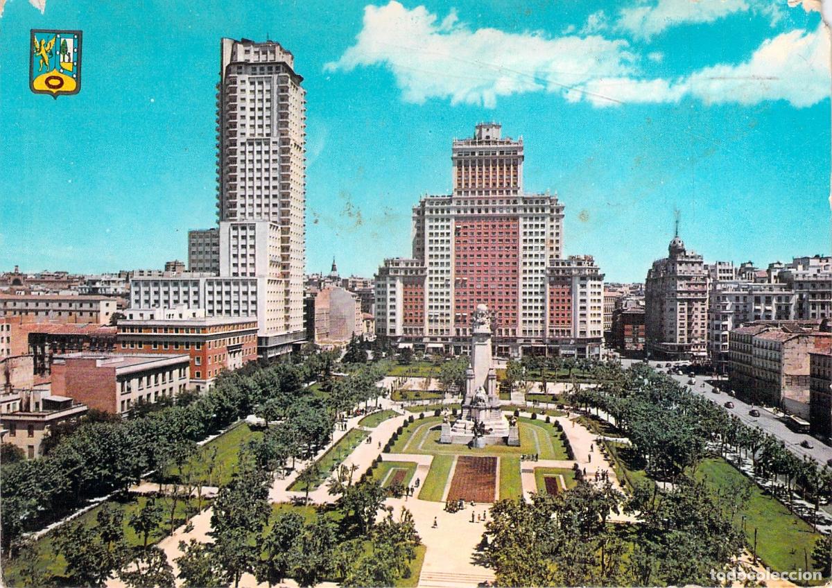 Postales: Postal de la Plaza de Espa&ntilde;a en Madrid