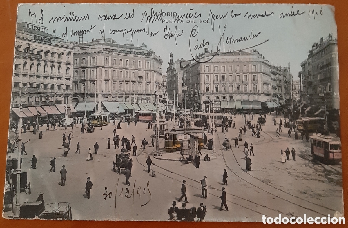 Postales: Postal Madrid coloreada. Puerta del Sol. Escrita. R10171