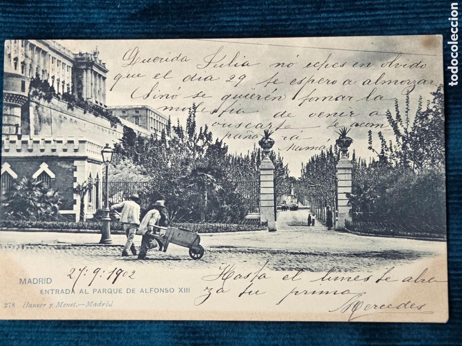 Postales: MADRID, Entrada al Parque de Alfonso XIII Hauser y Menet.