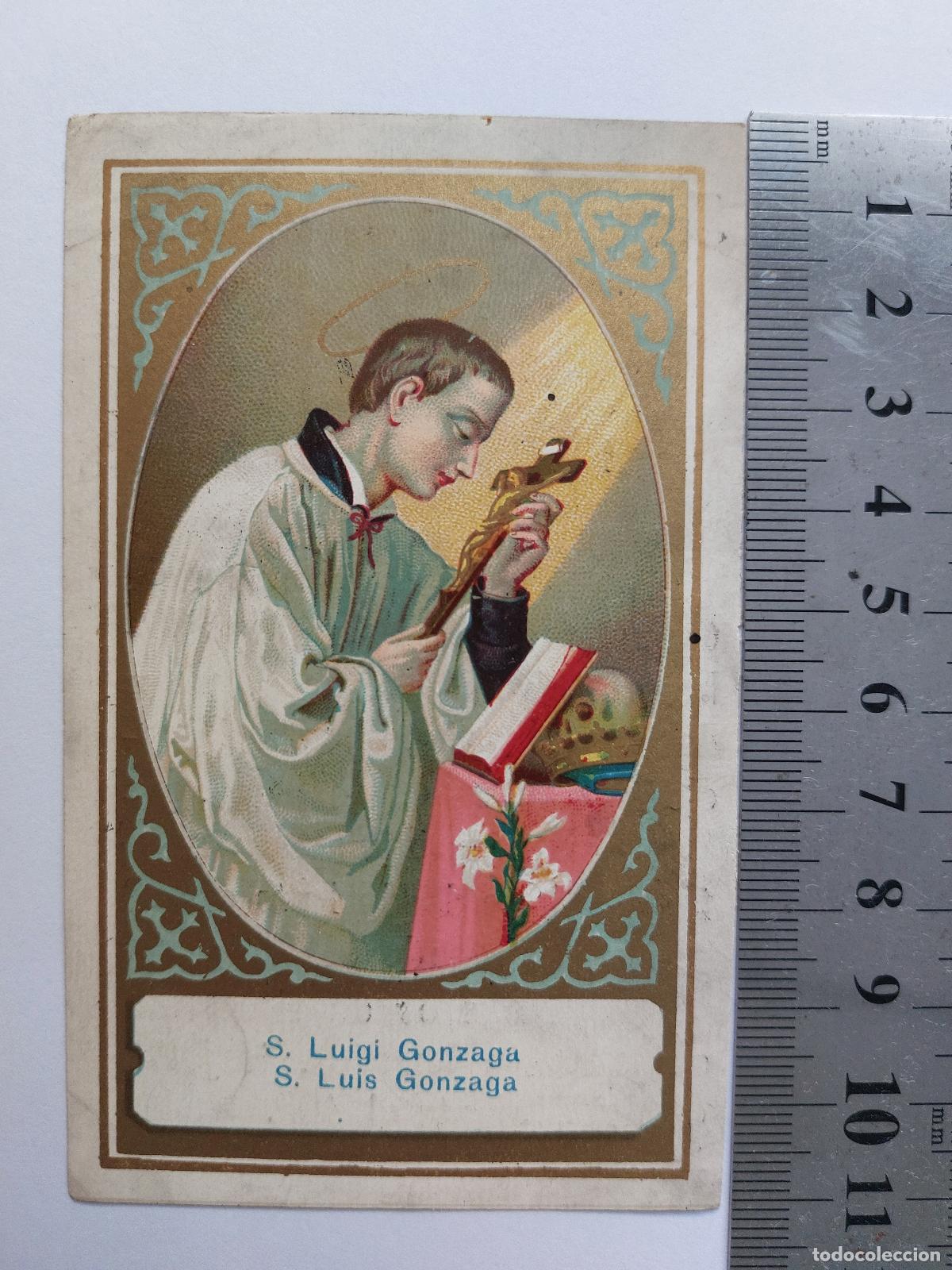 Postales: Estampa religiosa de San Luis Gonzaga, imprenta en Madrid