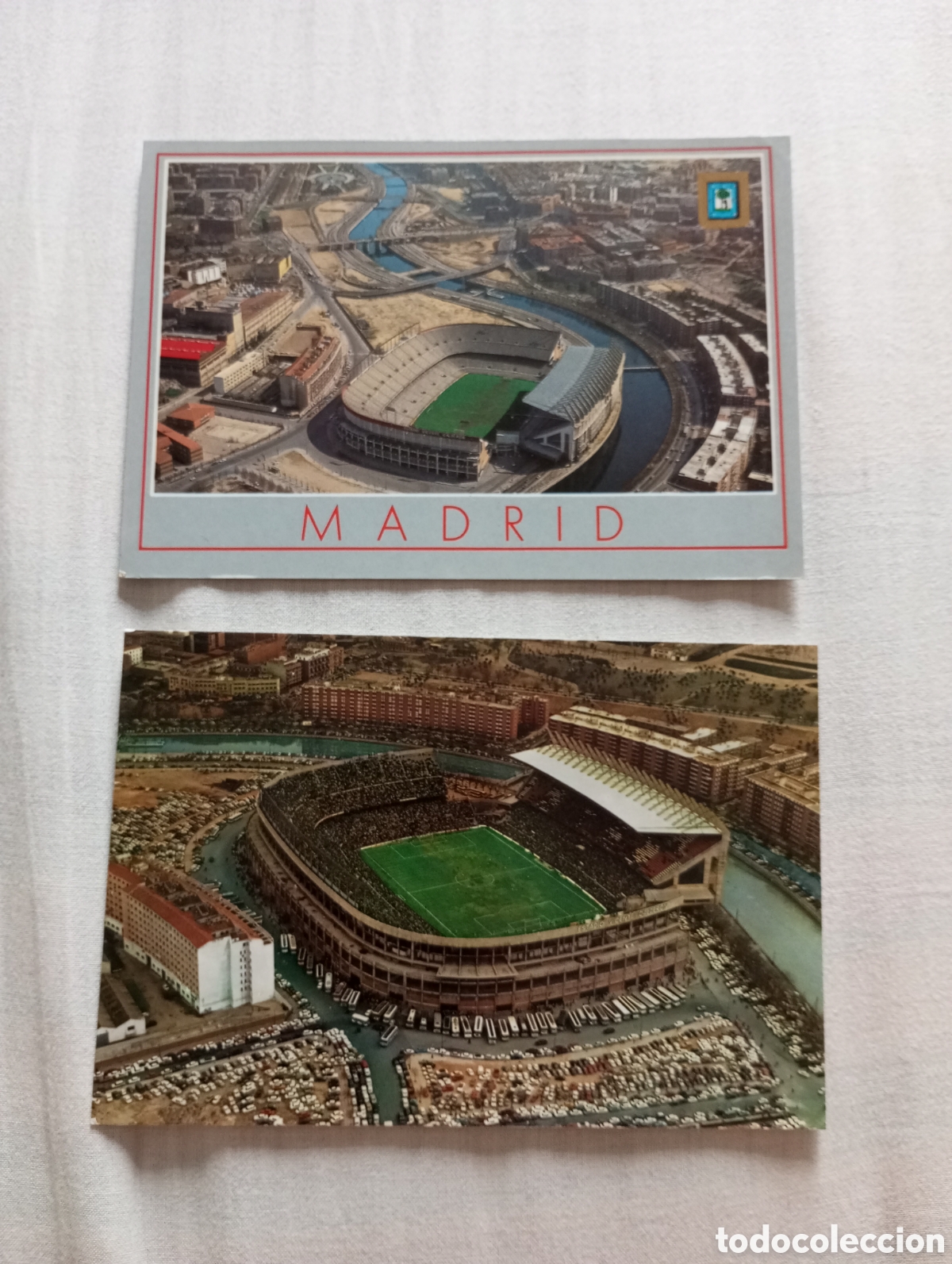 Postales: 2 postales estadio Vicente calderon de Madrid sin circulat