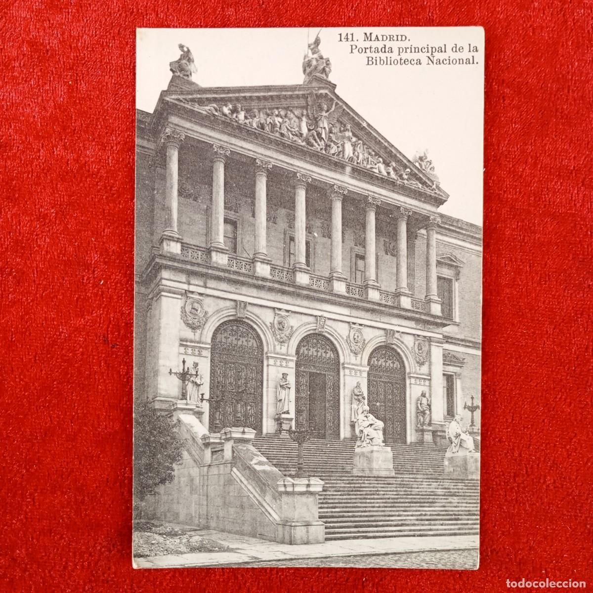 Postales: POSTAL - MADRID - PORTADA PRINCIPAL DE LA BIBLIOTECA NACIONAL - 141 - LACOSTE - RAR&Iacute;SIMA / 2020