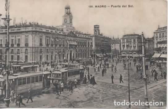 Postales: MADRID ESCRITA PUERTA DEL SOL TRANVIA TRAM