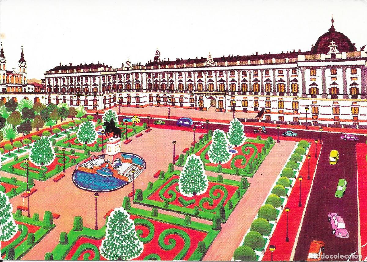 Postales: [POSTAL] Dibujo. Palacio Real y Plaza de Oriente. Madrid A&ntilde;o 1980 (circulada)