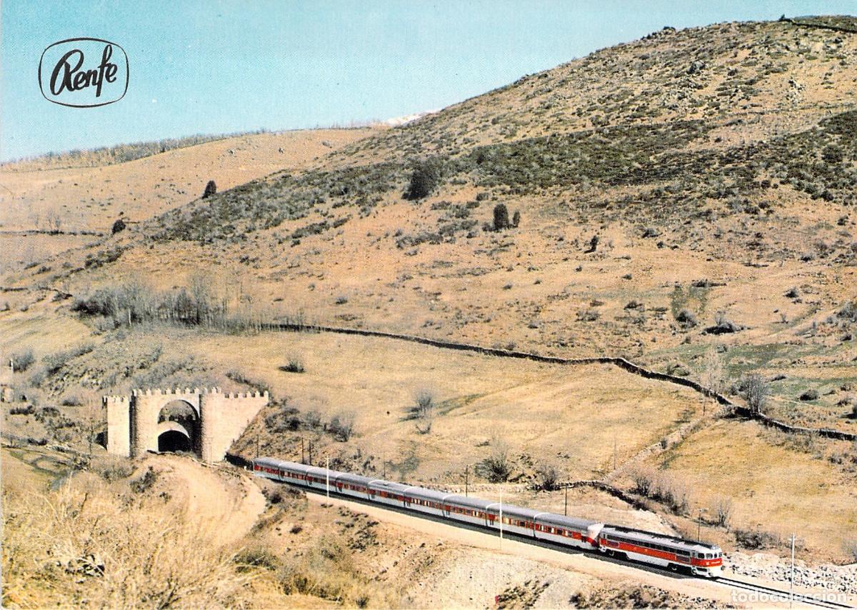 Postales: Postal de Tren Talgo saliendo del t&uacute;nel de Somosierra