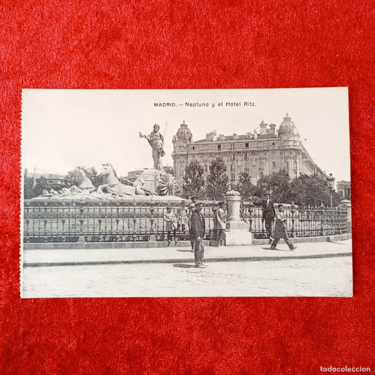 Postales: POSTAL - MADRID - NEPTUNO Y EL HOTEL RITZ - FOT. LACOSTE - RAR&Iacute;SIMA / 2252