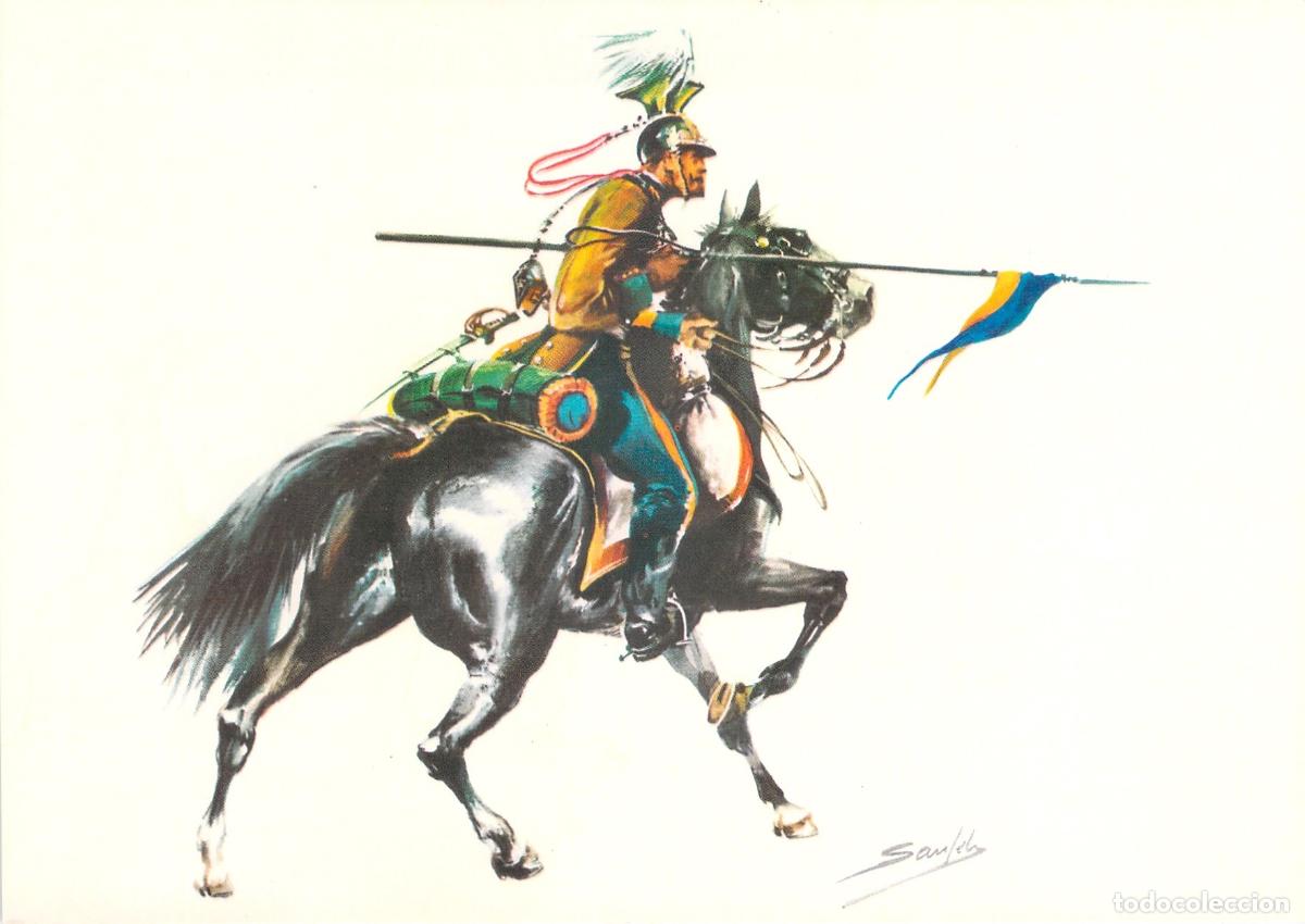 Postales: Postal de Lancero del Regimiento Almansa 6 Ejercito Espa&ntilde;ol