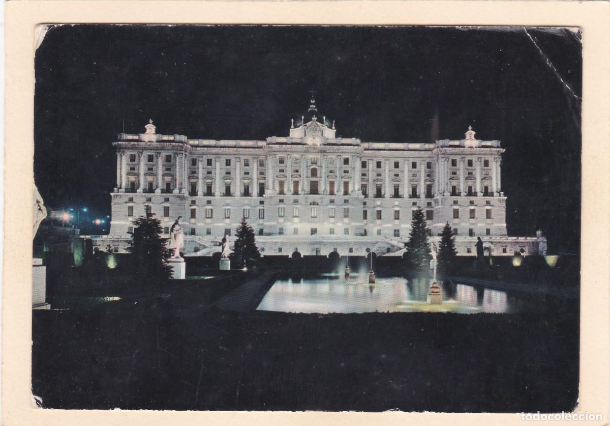 Postales: MADRID. JARDINES DE SABATINI Y PALACIO REAL. NOCTURNO (1962) - FRANQUEO
