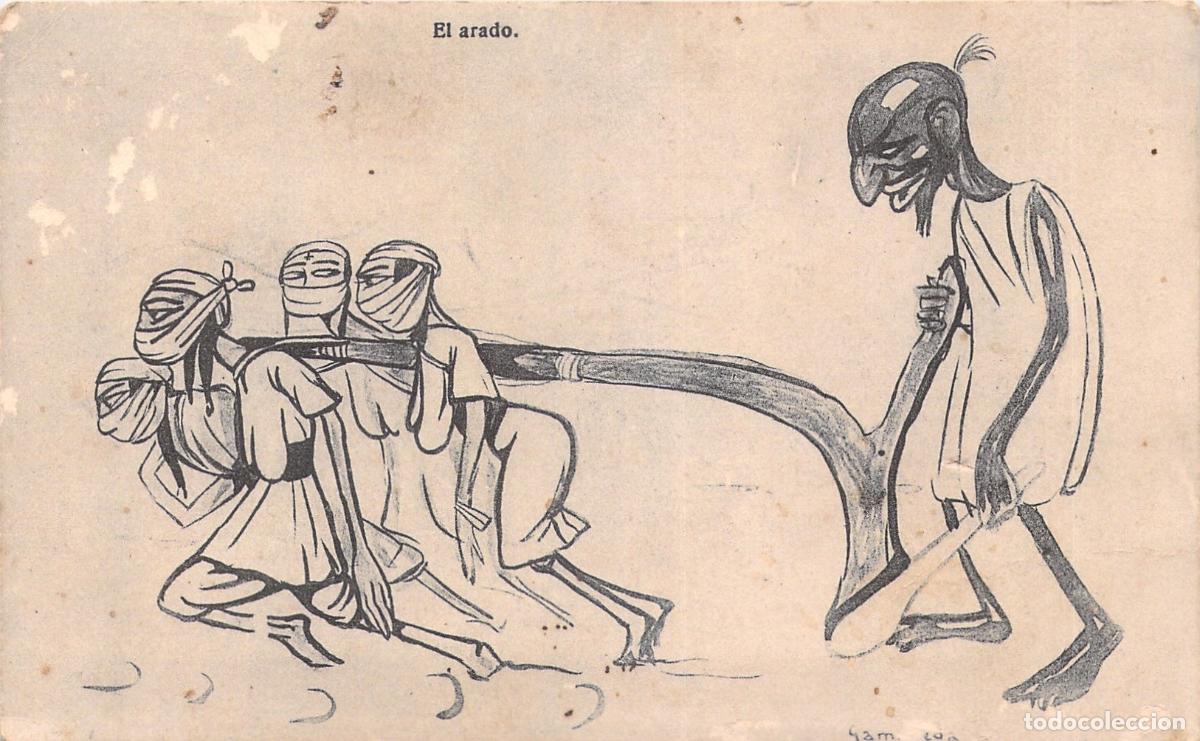 Postales: Postal humor&iacute;stica sat&iacute;rica El arado editada por Hauser y Menet