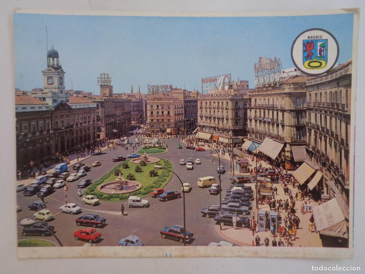 Postales: POSTAL DE MADRID : PUERTA DEL SOL, MONUMENTO AL OSO Y EL MADRO&Ntilde;O. A&Ntilde;OS 60