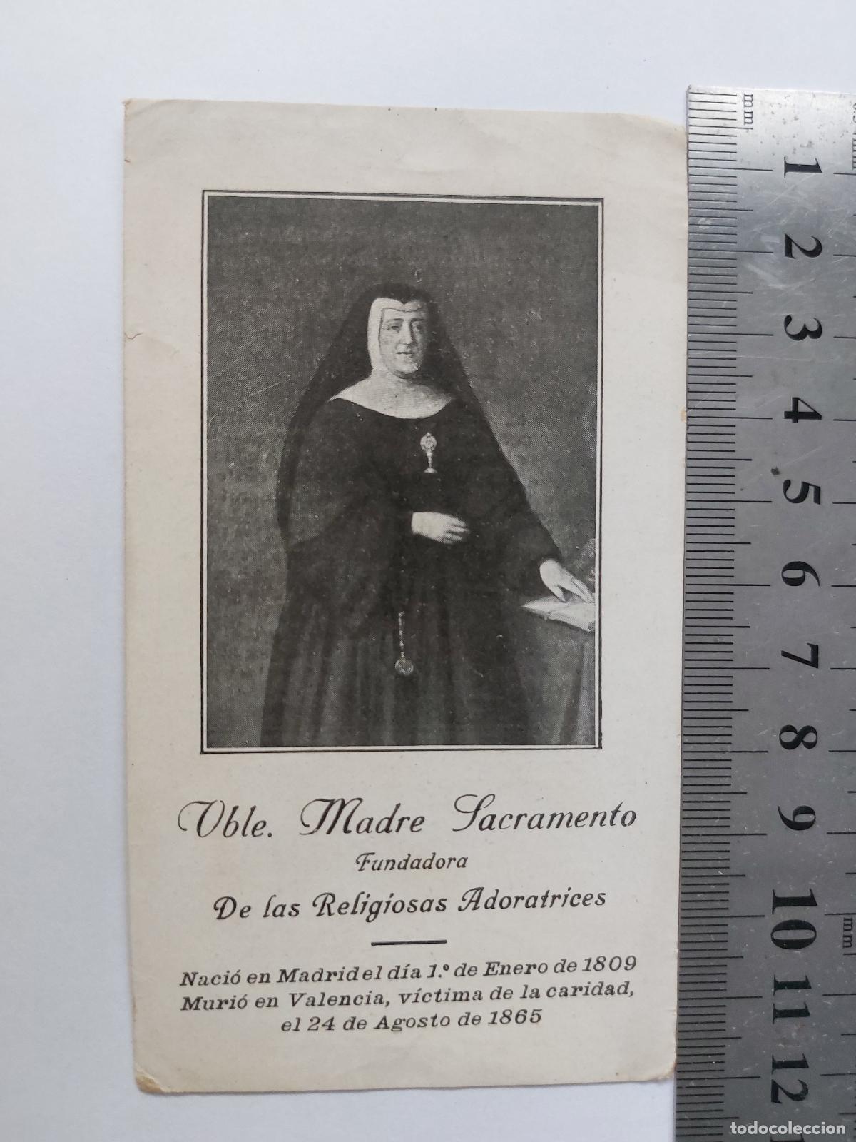 Postales: Estampa Devocional Madre Sacramento Fundadora Adoratrices