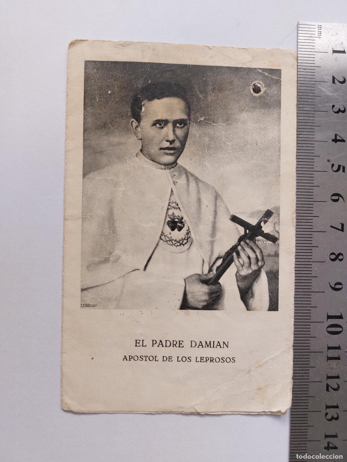 Postales: Estampa religiosa del Padre Dami&aacute;n, ap&oacute;stol de los leprosos