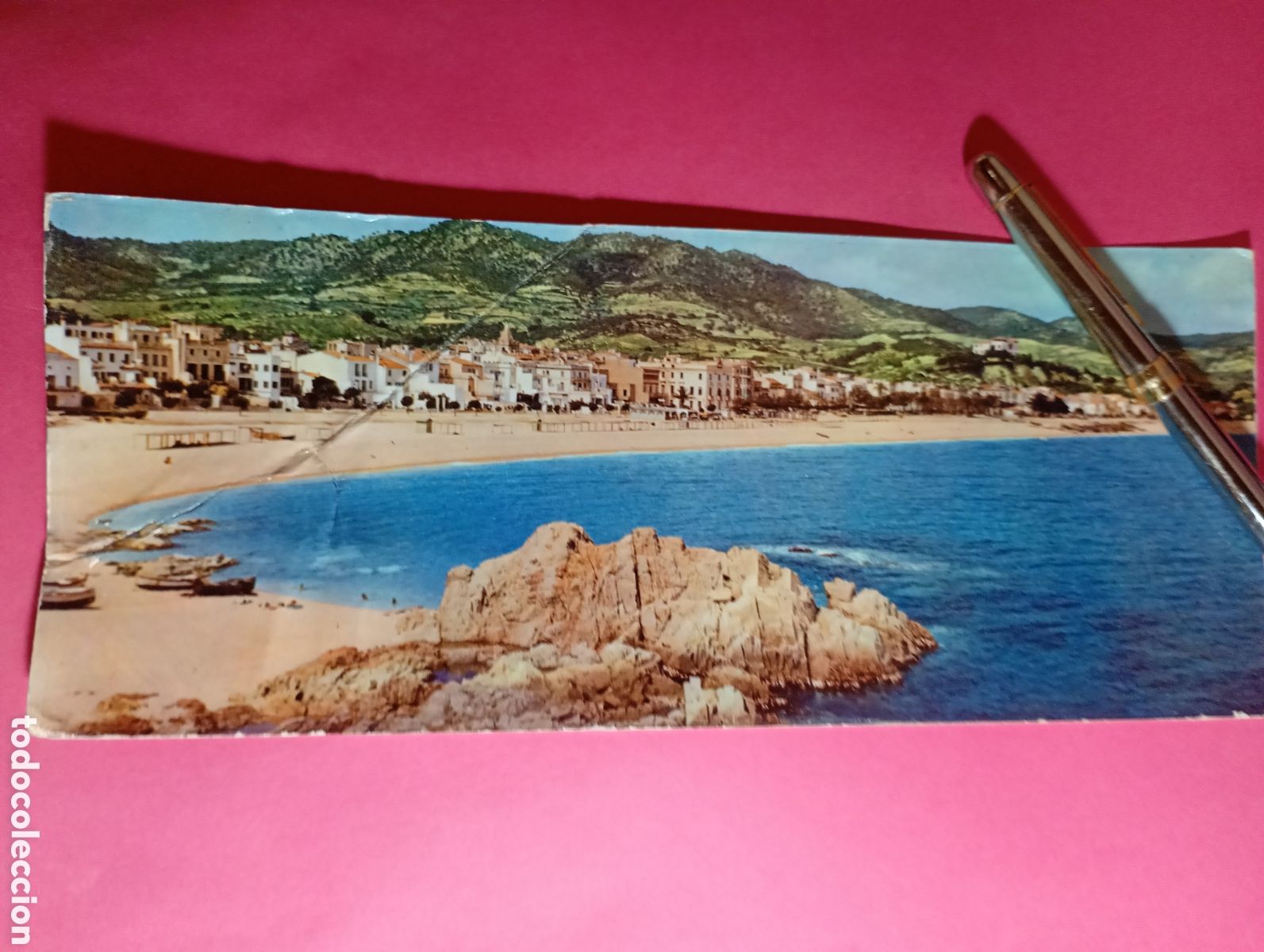 Postales: LLORET DE MAR COSTA BRAVA VISTA DEL PUEBLO Y PLAYA COLOR CIRCULADA DOBLE LONGITUD