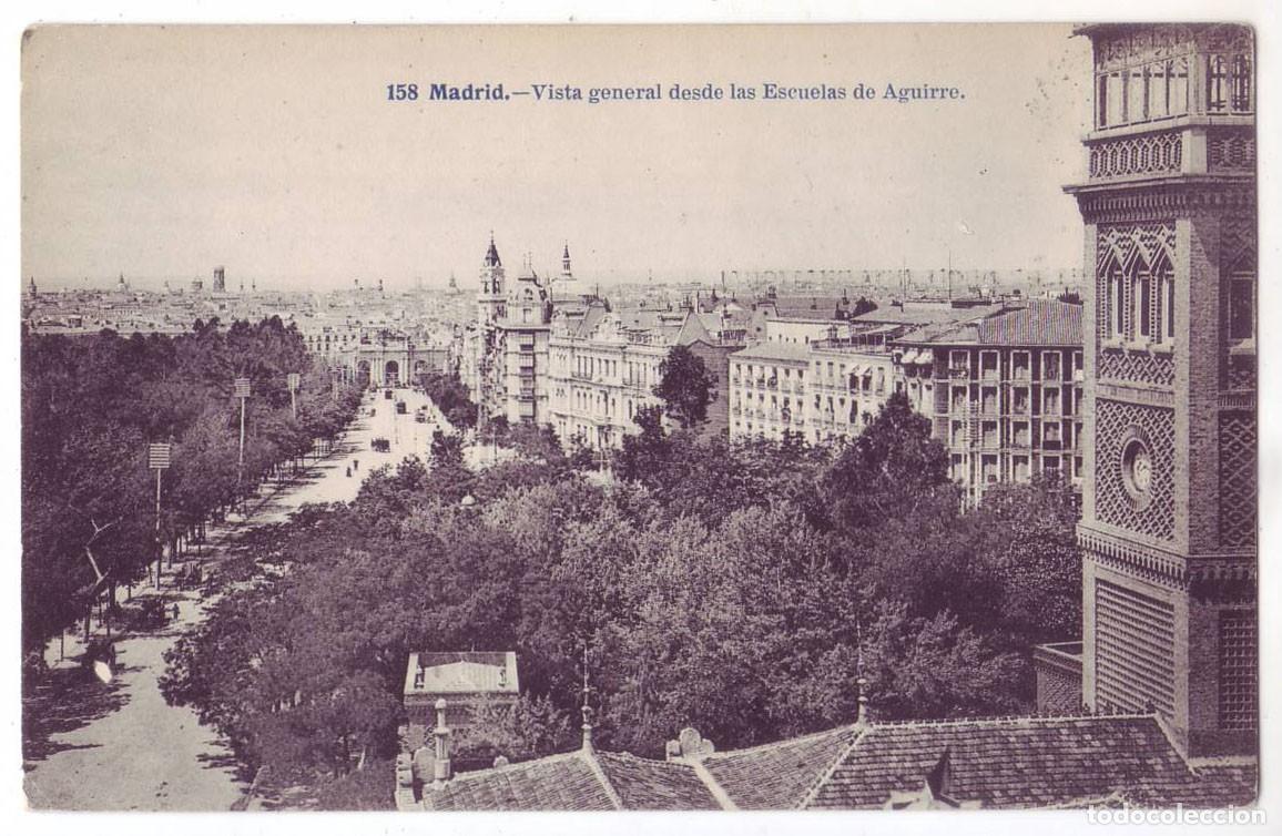 Postales: Madrid: Vista General desde las Escuelas de Aguirre. J. Lacoste / I.D. I. No circulada (A&ntilde;os 10)