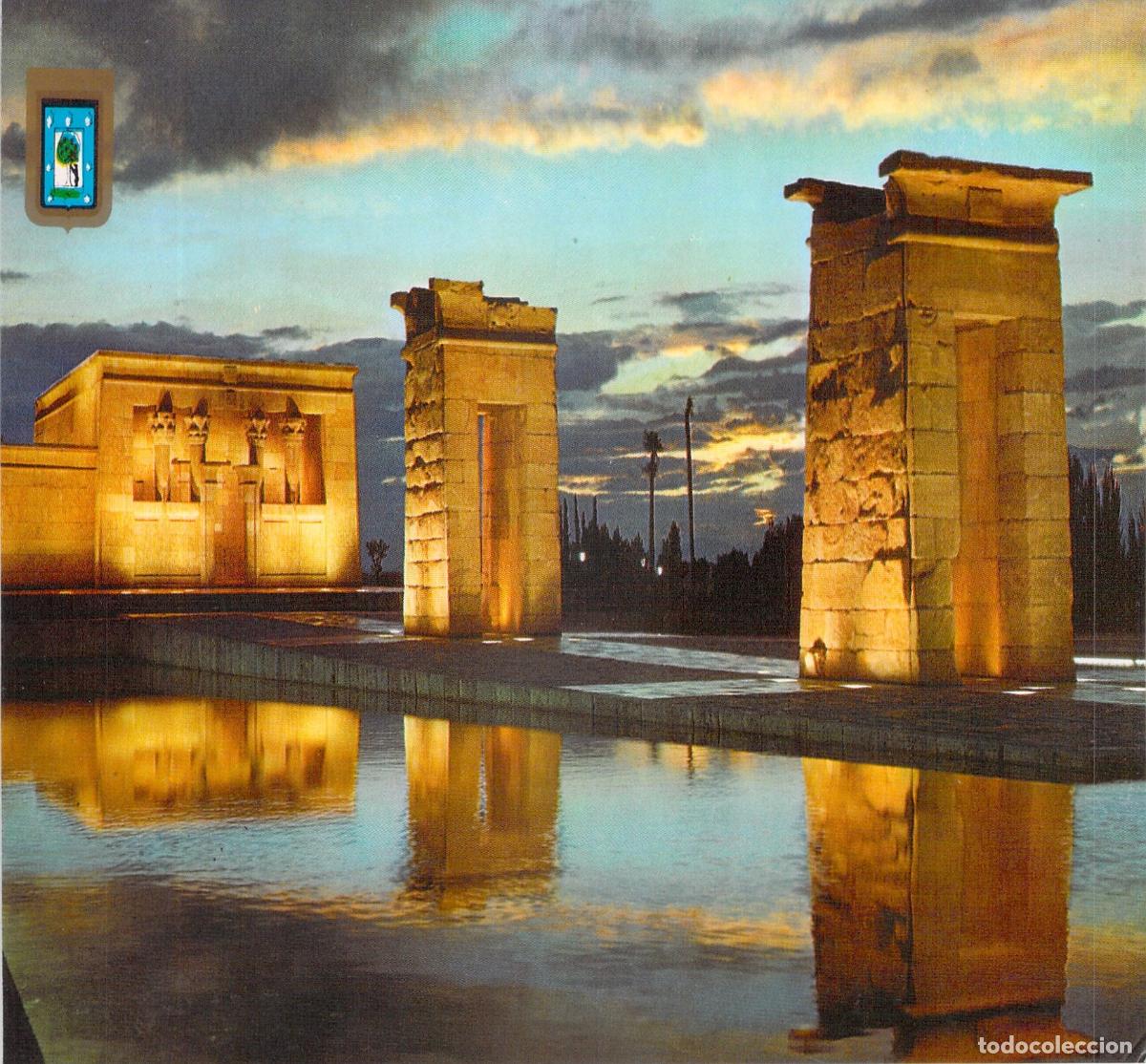Postales: Postal del Templo de Debot en Madrid al atardecer