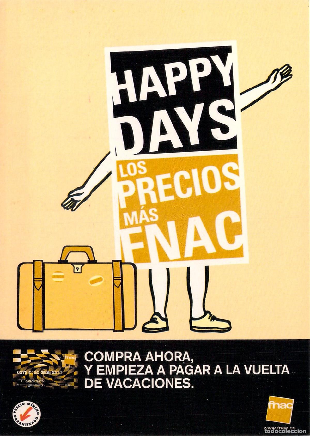 Postales: Postal publicitaria de promoci&oacute;n Happy Days de Fnac