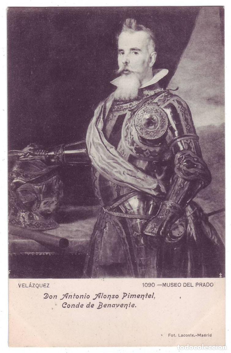 Postales: Madrid: Museo del Prado. Vel&aacute;zquez. Don Antonio Alonso de Pimentel. Fot. Lacoste (A&ntilde;os 10)
