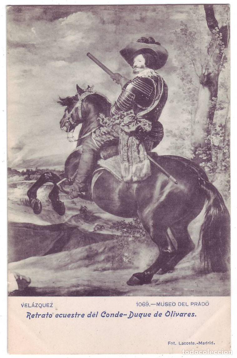 Postales: Madrid: Museo del Prado. Vel&aacute;zquez. Retrato ecuestre del Conde-Duque de Olivares. Lacoste (A&ntilde;os 10)