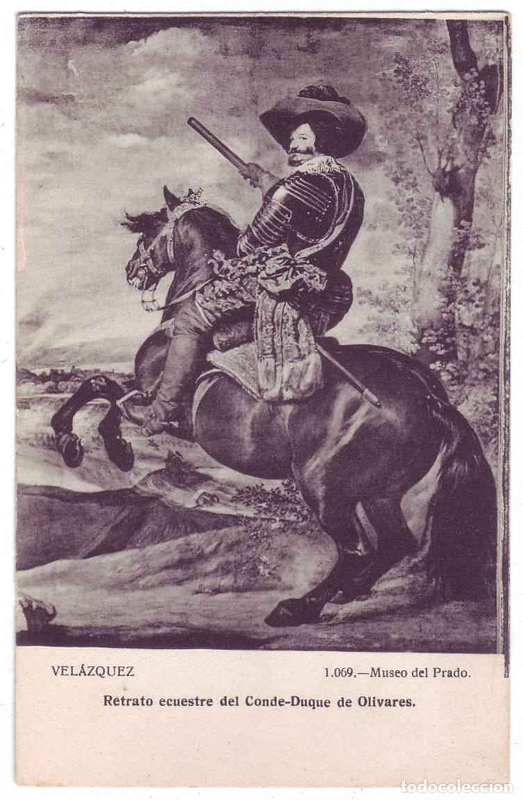 Postales: Madrid: Museo del Prado. Vel&aacute;zquez. Retrato ecuestre del Conde-Duque de Olivares. Lacoste (A&ntilde;os 10)
