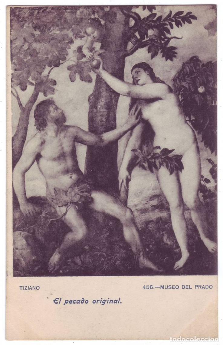Postales: Madrid: Museo del Prado. Tiziano. El Pecado Original. Fot. Lacoste. No circulada (A&ntilde;os 10)