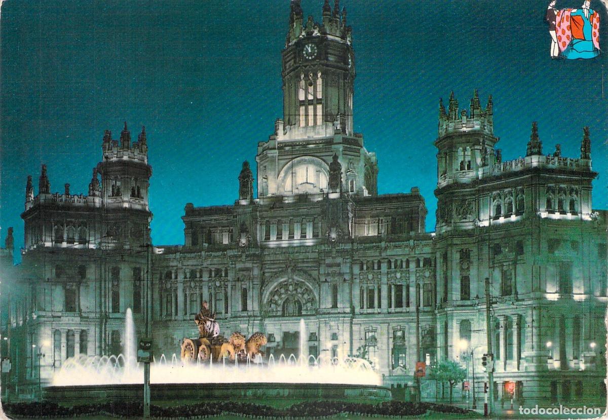 Postales: Postal de Madrid, Fuente de Cibeles y Palacio de Comunicaciones